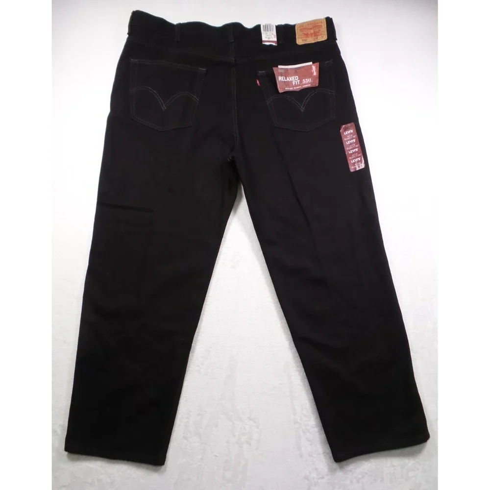 Vintage Levis Mens Jeans 44 x 30 Black Denim 550‎ Tapered Leg Relaxed Fit NWT
